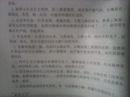 描述老师的外貌的语言部分