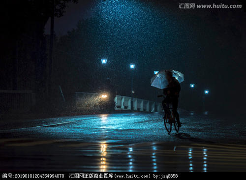 句子描述雨夜