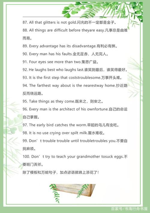 英语初中常用谚语