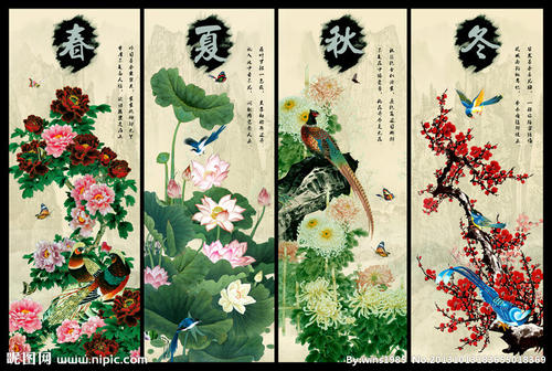 描述春天，夏天，秋天和冬天的句子