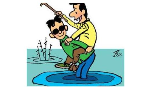 盲人抚养一个孩子