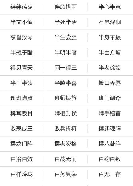 四字符单词和短语