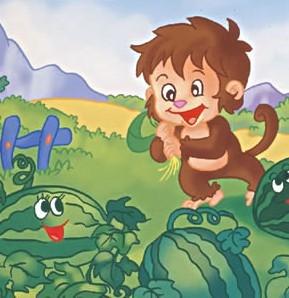 猴子抱着寓言的西瓜