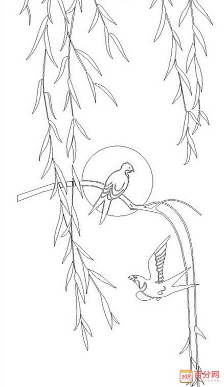 柳树枝写具象句