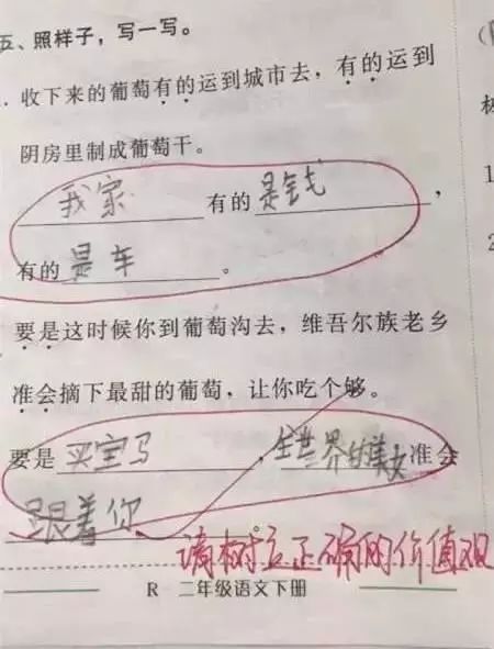 小学二年级实际上做了一个句子