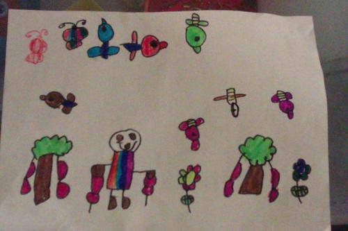 蜜蜂飞到寓言中的彩画上