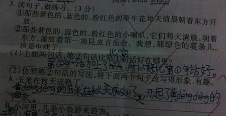 三年级的比喻例句