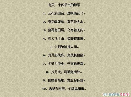 24节气谚语经文