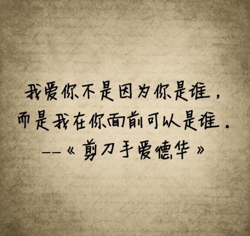 经典语录：我可以陪着你疯狂，我可以静静地陪你，但只与你同在