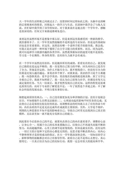 大一自我总结