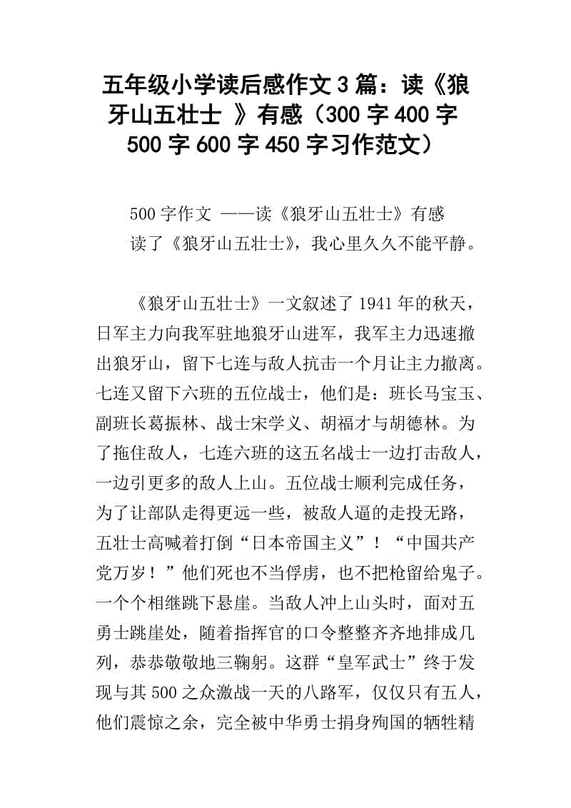 阅读后500字