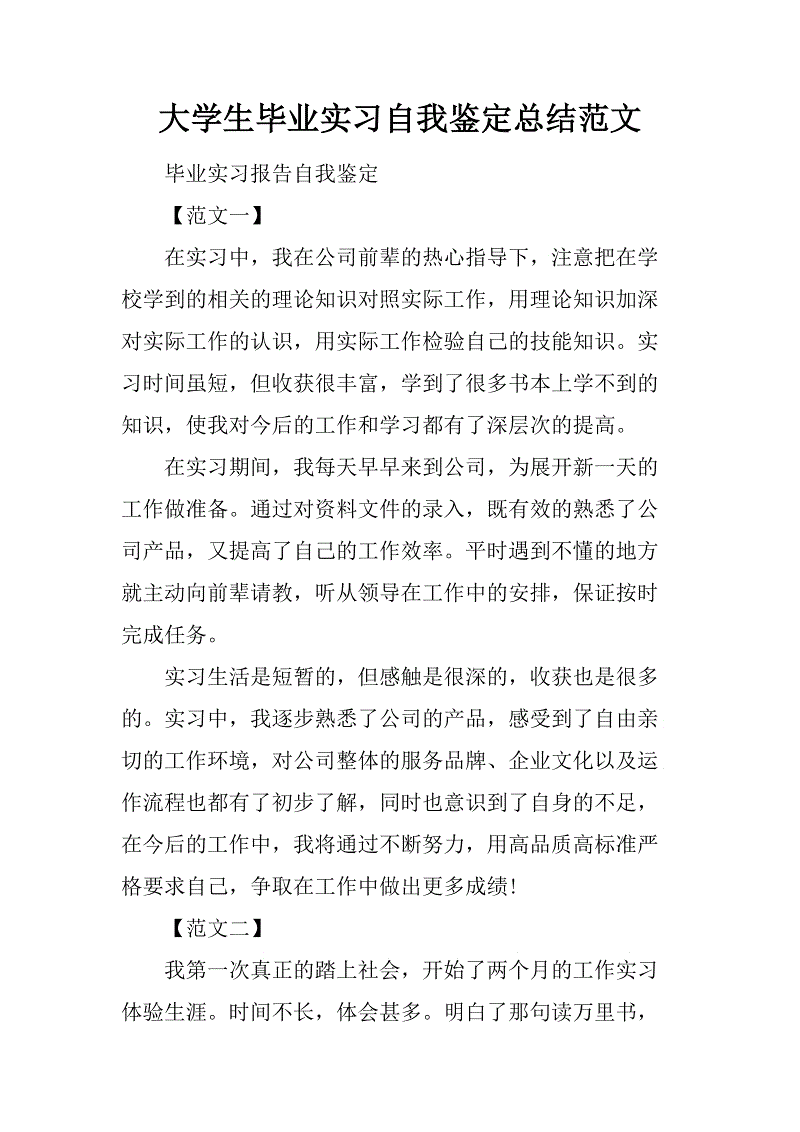 实习自我评估表