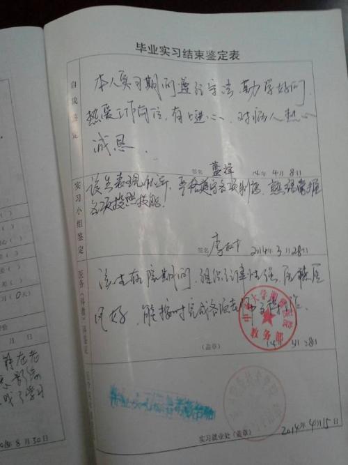 实习单位工作人员意见