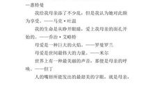 赞颂母爱的谚语