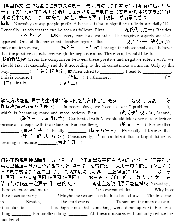 英文写作通用句