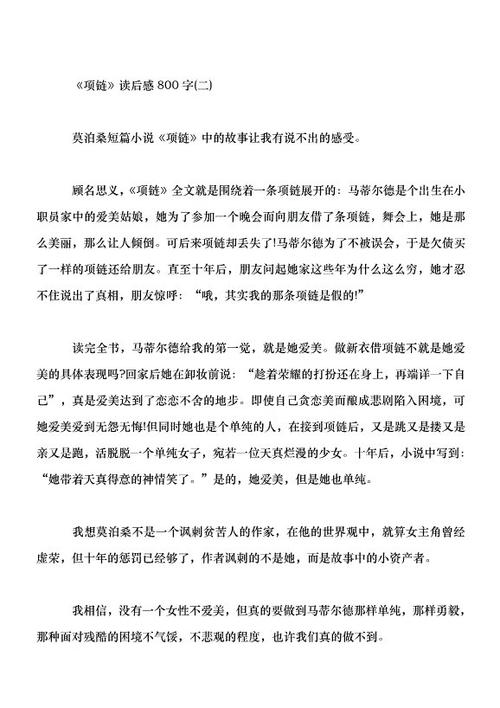 看完项链800字