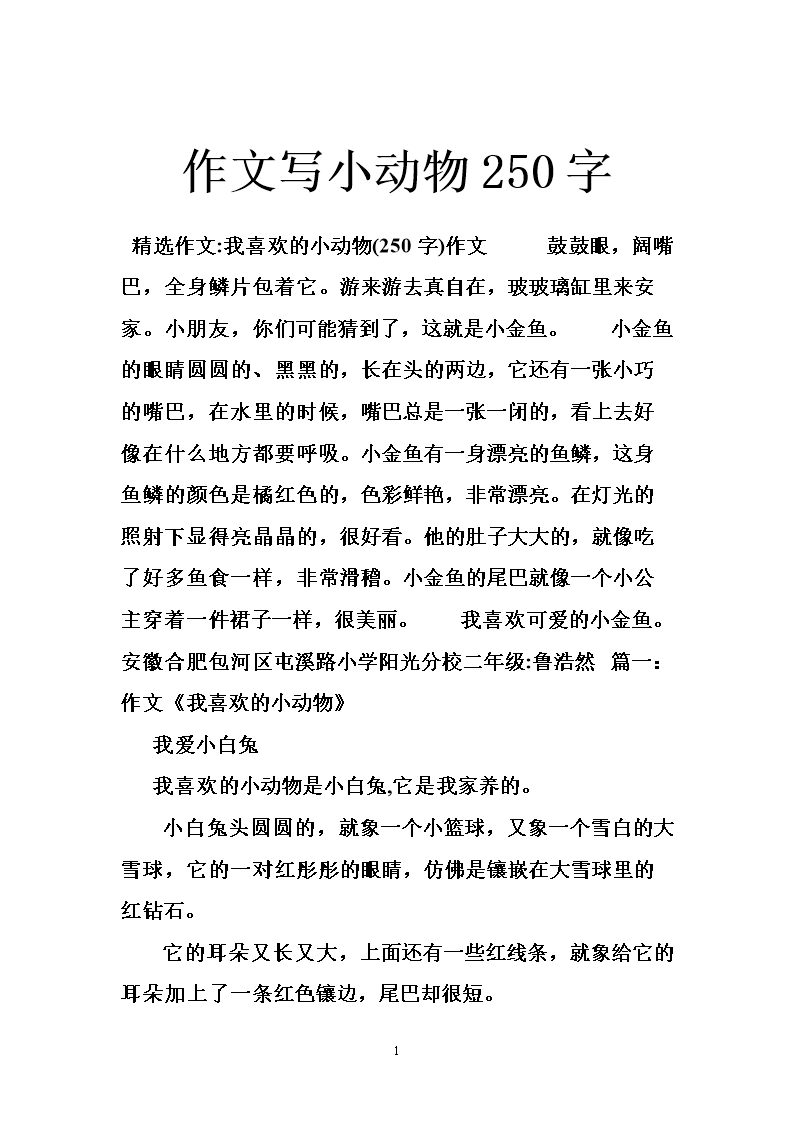 自我介绍作文250字