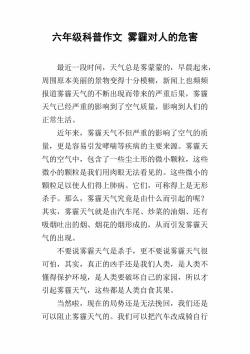 描述烟雾的成分