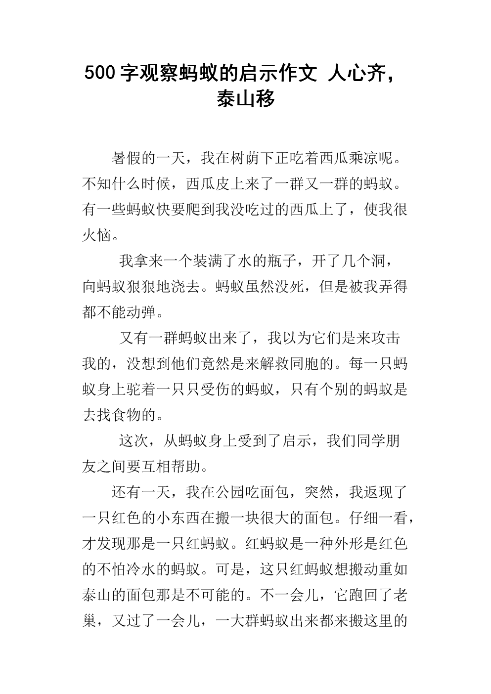 观察蚂蚁组成300字