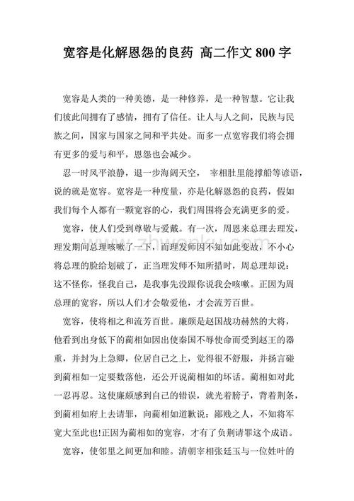 宽容的高中作文
