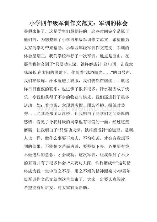 四年级军事训练作文