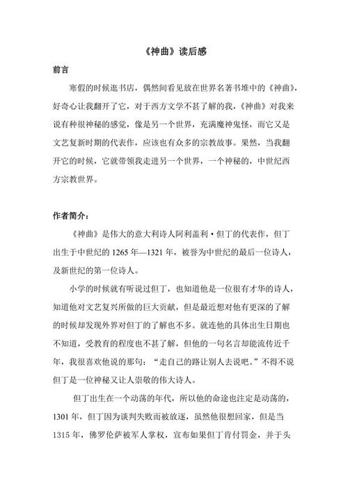 关于神曲的思考