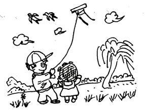 看图片组成放风筝