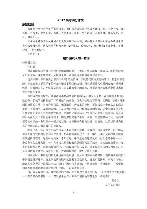 2017年全国高考全场作文第一卷：实践之美