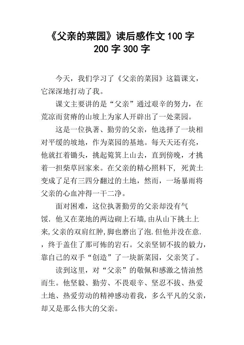 父亲的作文300字