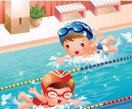 与教练一起学习游泳的技巧