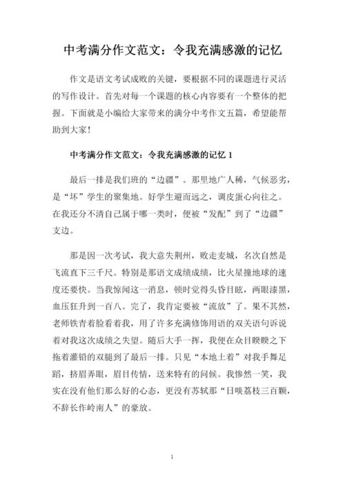 2018山东枣庄高中入学考试全场作文：感激之情（2）