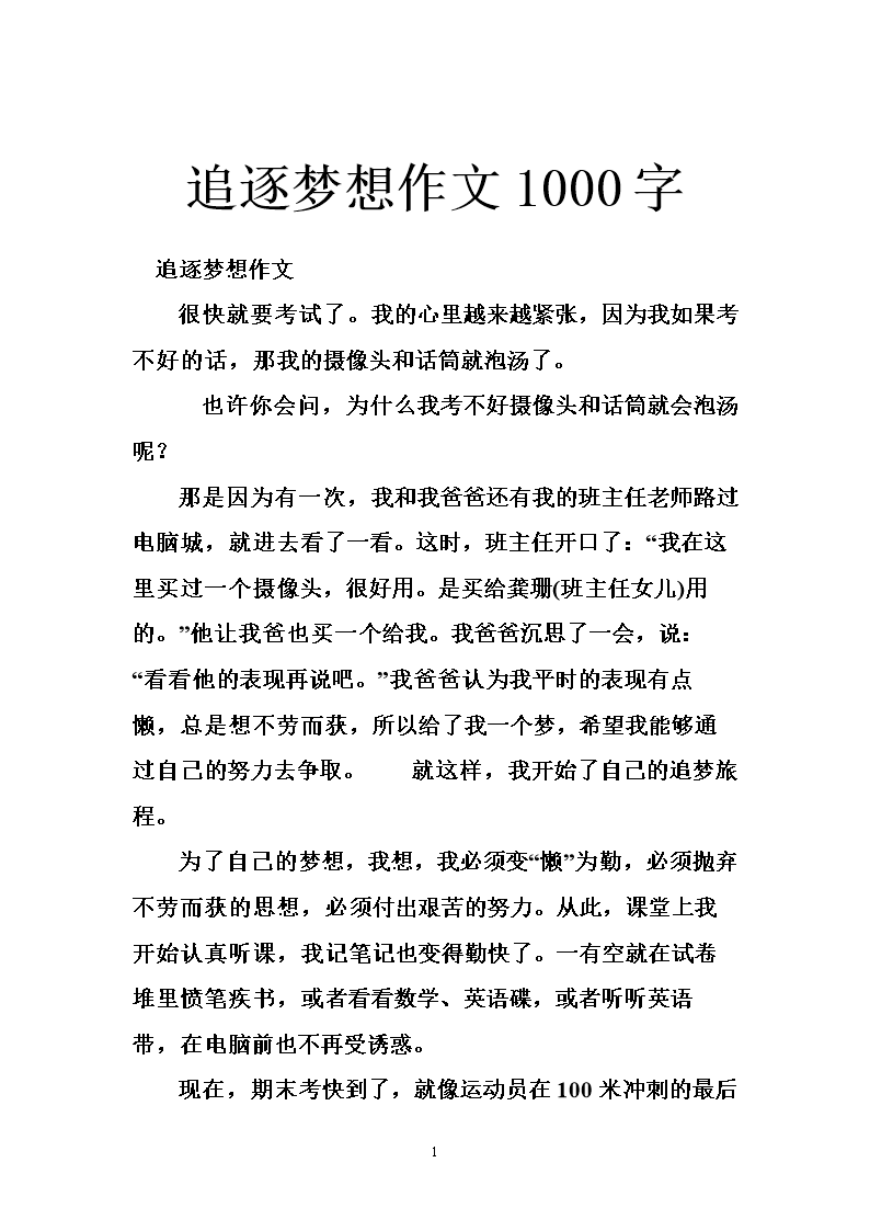 追梦组成800字