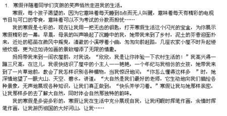 第二年寒假作文600个单词