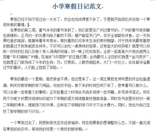 小学寒假作文