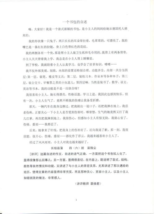 自我报告书包的400字