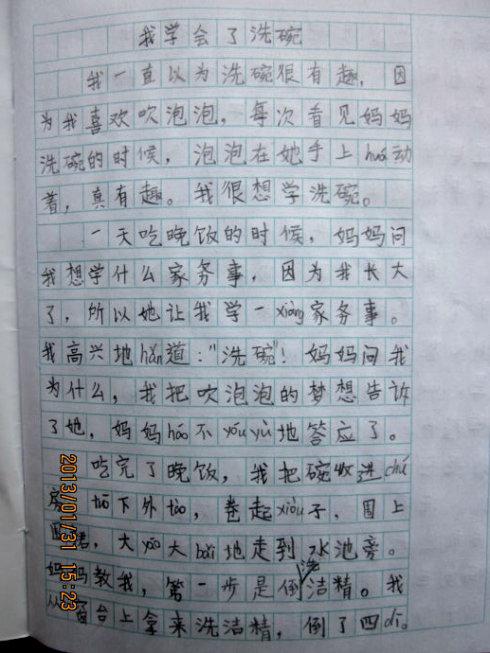 我学会洗碗350字