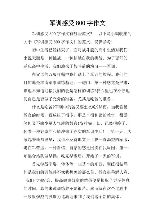 初中军事训练思想作文800字
