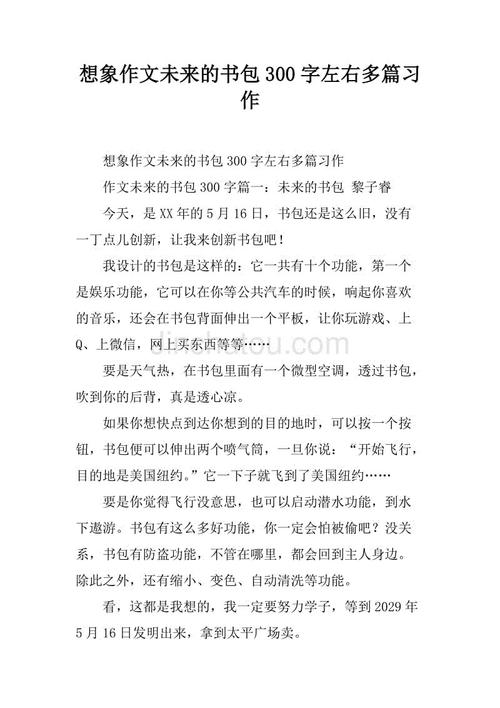 未来书包组成450字