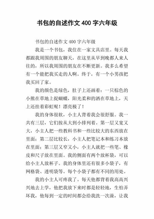 自我报告书包200字