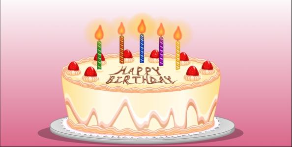 在蛋糕的滑稽的生日问候